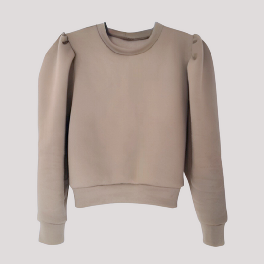 Handcrafted Statement Slight Crop Sweater - Oatmeal